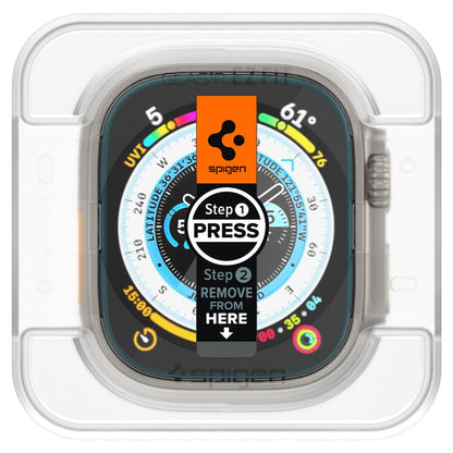 Spigen GlastR EZ FIT Protective Film for Apple Watch Ultra Series, Set of 2 pieces, Tempered Glass AGL05556
