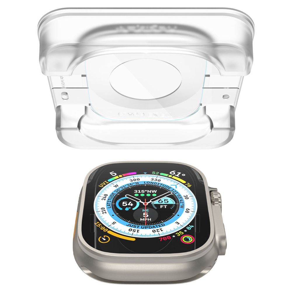 Spigen GlastR EZ FIT Protective Film for Apple Watch Ultra Series, Set of 2 pieces, Tempered Glass AGL05556