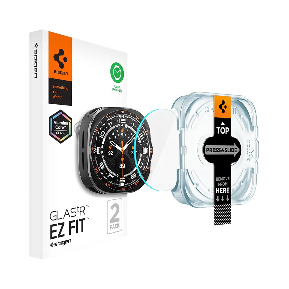 Spigen GlastR EZ FIT Schutzfolie für Samsung Galaxy Watch Ultra2, gehärtetes Glas, 2er-Set AGL11758