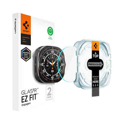 Spigen GlastR EZ FIT Schutzfolie für Samsung Galaxy Watch Ultra2, gehärtetes Glas, 2er-Set AGL11758