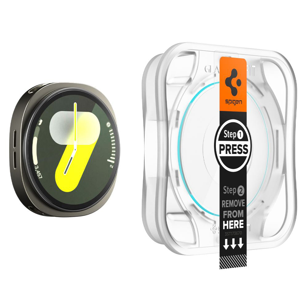 Schutzfolie Spigen GlastR EZ FIT für Samsung Galaxy Watch8 44mm, Set 2 Stück, Gehärtetes Glas AGL09874