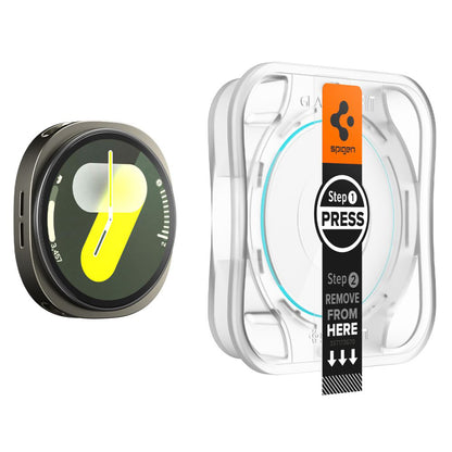 Schutzfolie Spigen GlastR EZ FIT für Samsung Galaxy Watch8 44mm, Set 2 Stück, Gehärtetes Glas AGL09874