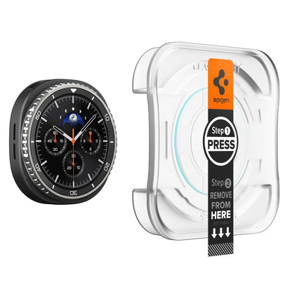 Schutzfolie Spigen GlastR EZ FIT für Samsung Galaxy Watch8 Classic, Set 2 Stück, Gehärtetes Glas AGL09877