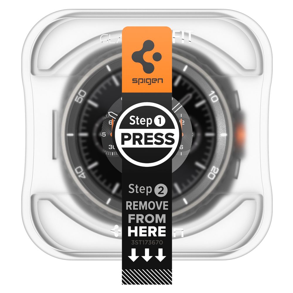 Schutzfolie Spigen GlastR EZ FIT für Samsung Galaxy Watch8 Classic, Set 2 Stück, Gehärtetes Glas AGL09877