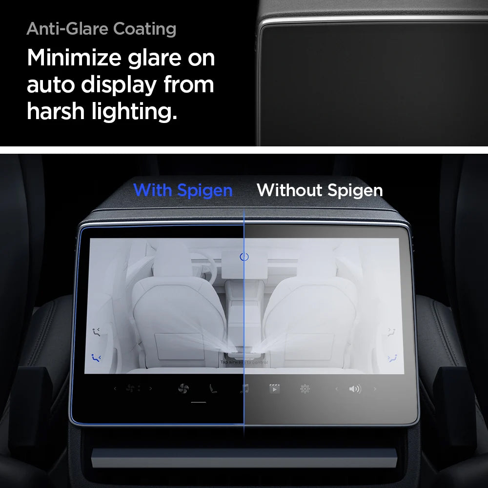 Spigen GlastR Slim Anti-Glare Schutzfolie für Navigation Tesla Y (2026 / 2025) / 3 (2026 / 2025 / 2024), Gehärtetes Glas AGL07586