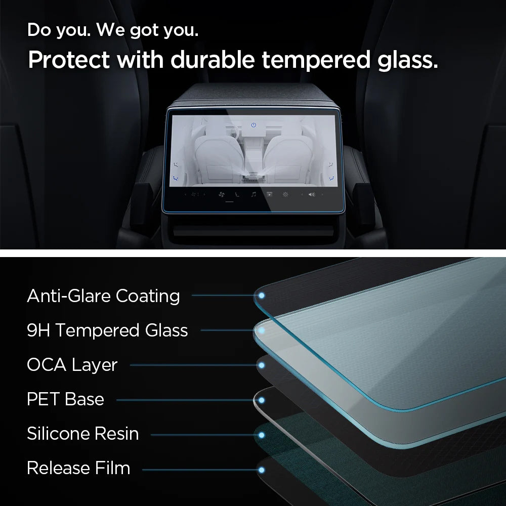 Spigen GlastR Slim Anti-Glare Schutzfolie für Navigation Tesla Y (2026 / 2025) / 3 (2026 / 2025 / 2024), Gehärtetes Glas AGL07586