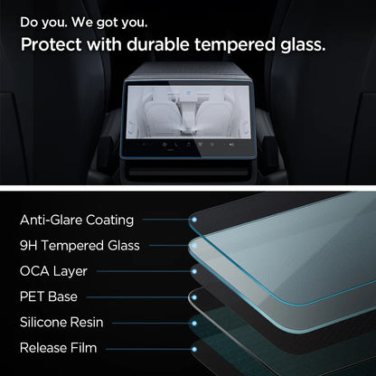 Spigen GlastR Slim Anti-Glare Schutzfolie für Navigation Tesla Y (2026 / 2025) / 3 (2026 / 2025 / 2024), Gehärtetes Glas AGL07586