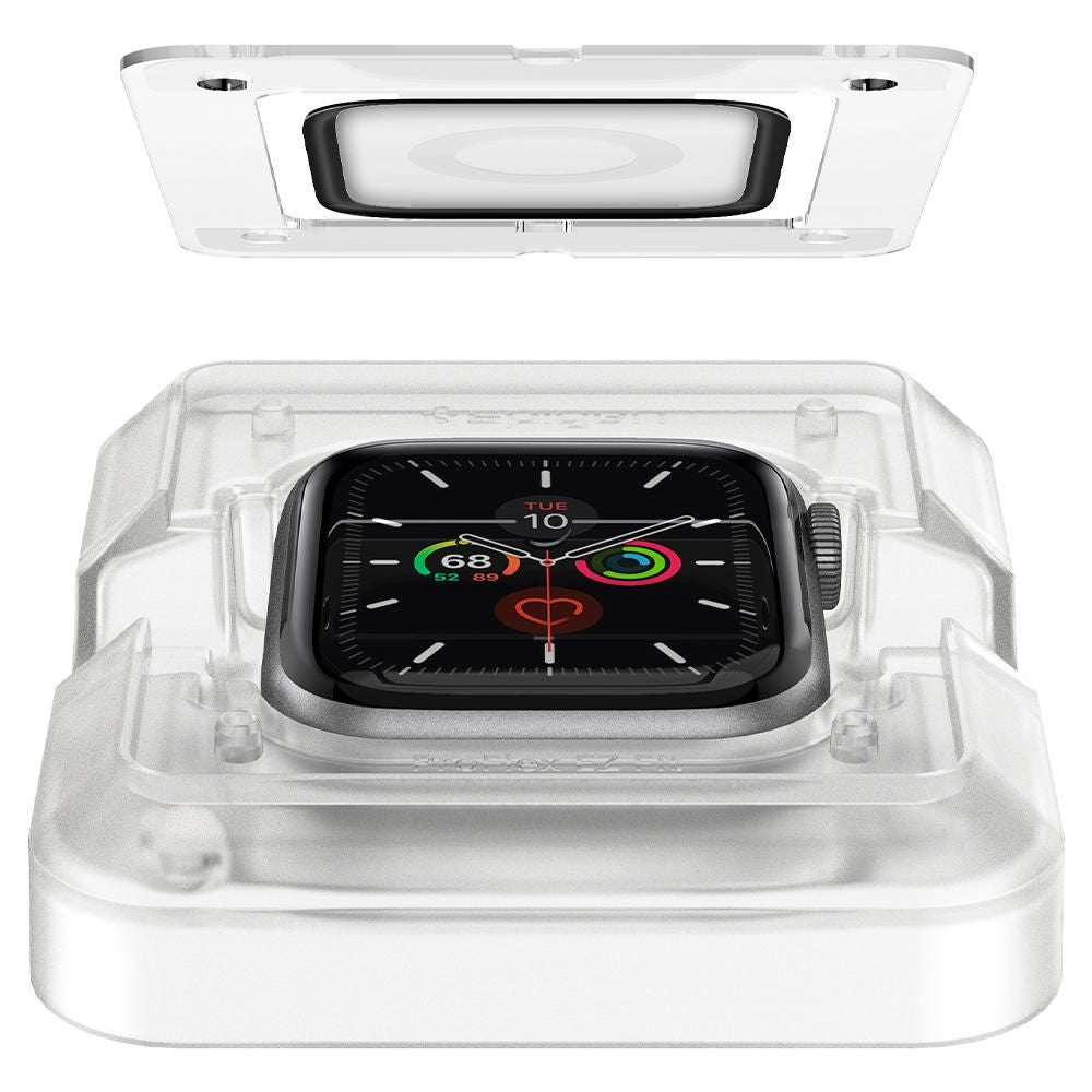 Spigen ProFlex EZ FIT Schutzfolie für Apple Watch 44mm Serie, Set mit 2 Stück, Flexibles Glas, Schwarz