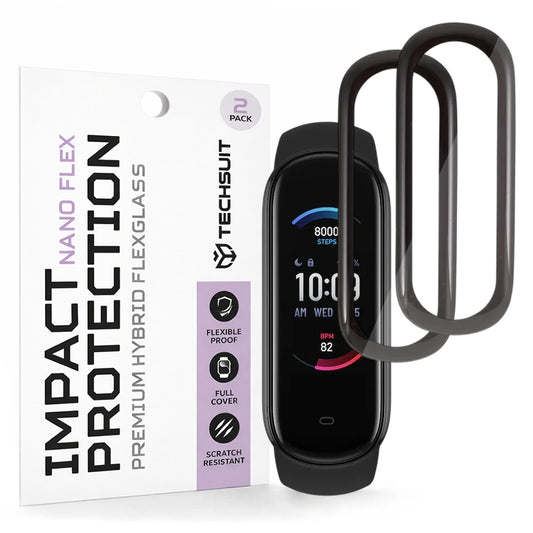 Techsuit Nano Flex Protection Film for Amazfit Band 5, Set of 2 pieces, Plastic, Black