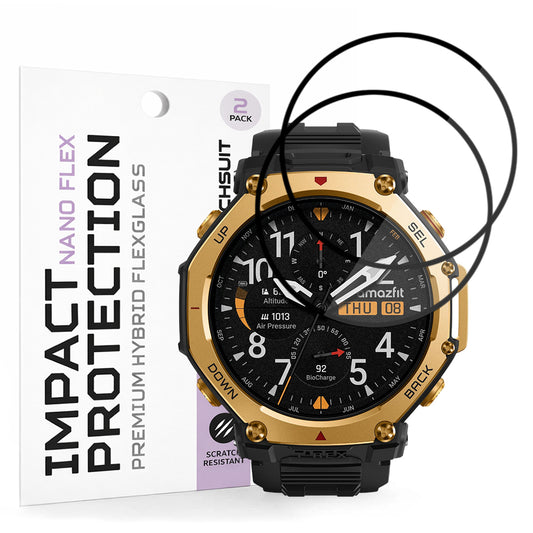 Techsuit Nano Flex Protection Film for Amazfit T-Rex 3 Pro 48mm, Set of 2 pieces, Plastic, Black