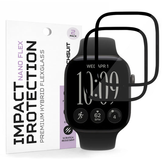 Techsuit Nano Flex Schutzfolie für Apple Watch Series 12 46mm, 2 Stück Set, Kunststoff, Schwarz