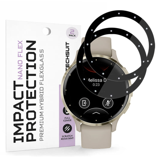 Schutzfolie Techsuit Nano Flex für Garmin Venu 3S, Set 2 Stück, Kunststoff, Schwarz