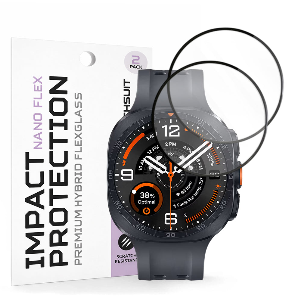 Techsuit Nano Flex Schutzfolie für Samsung Galaxy Watch Ultra2, Kunststoff, 2 Stück Set, Schwarz