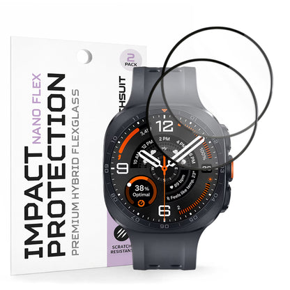Techsuit Nano Flex Schutzfolie für Samsung Galaxy Watch Ultra2, Kunststoff, 2 Stück Set, Schwarz