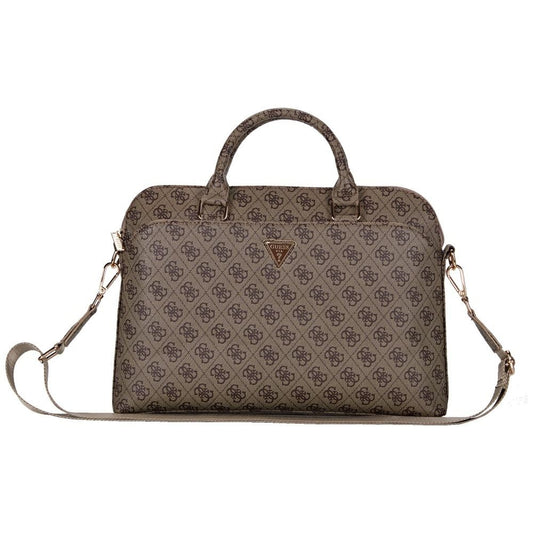 Guess 4G Triangle Logo Tasche für 15 Zoll Laptop, Braun