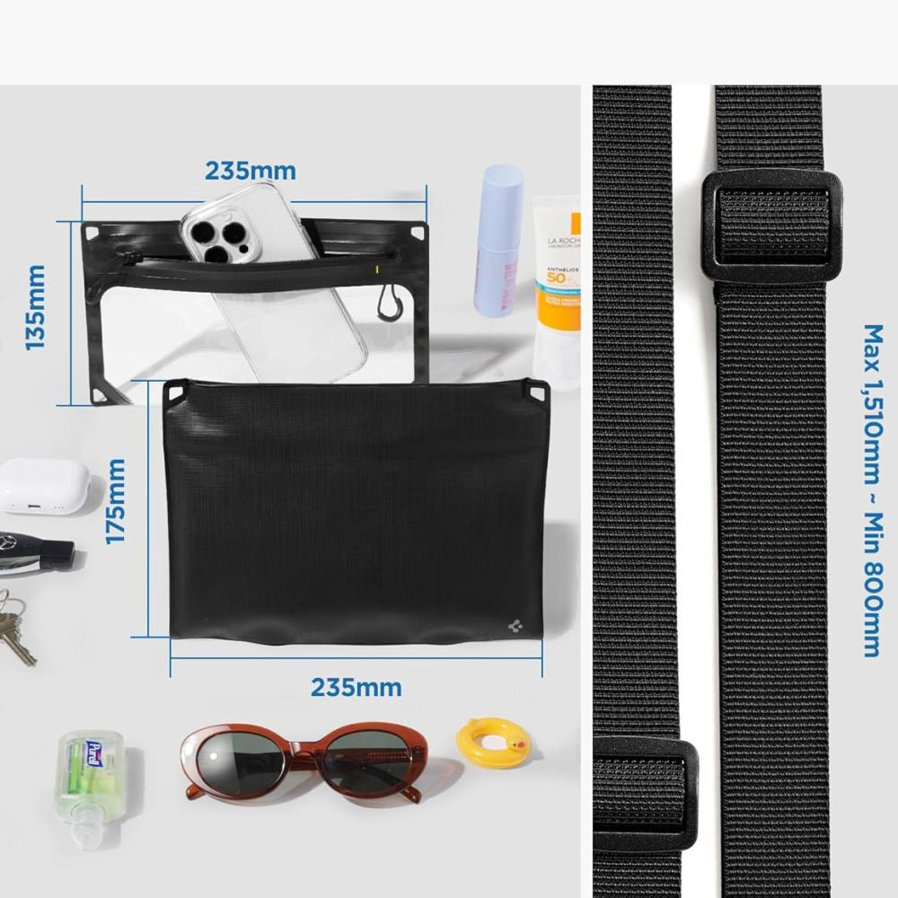 Universelle wasserdichte Tasche und Hülle Spigen Crossbag, Schwarz AMP09746