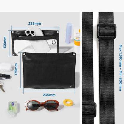 Universelle wasserdichte Tasche und Hülle Spigen Crossbag, Schwarz AMP09746