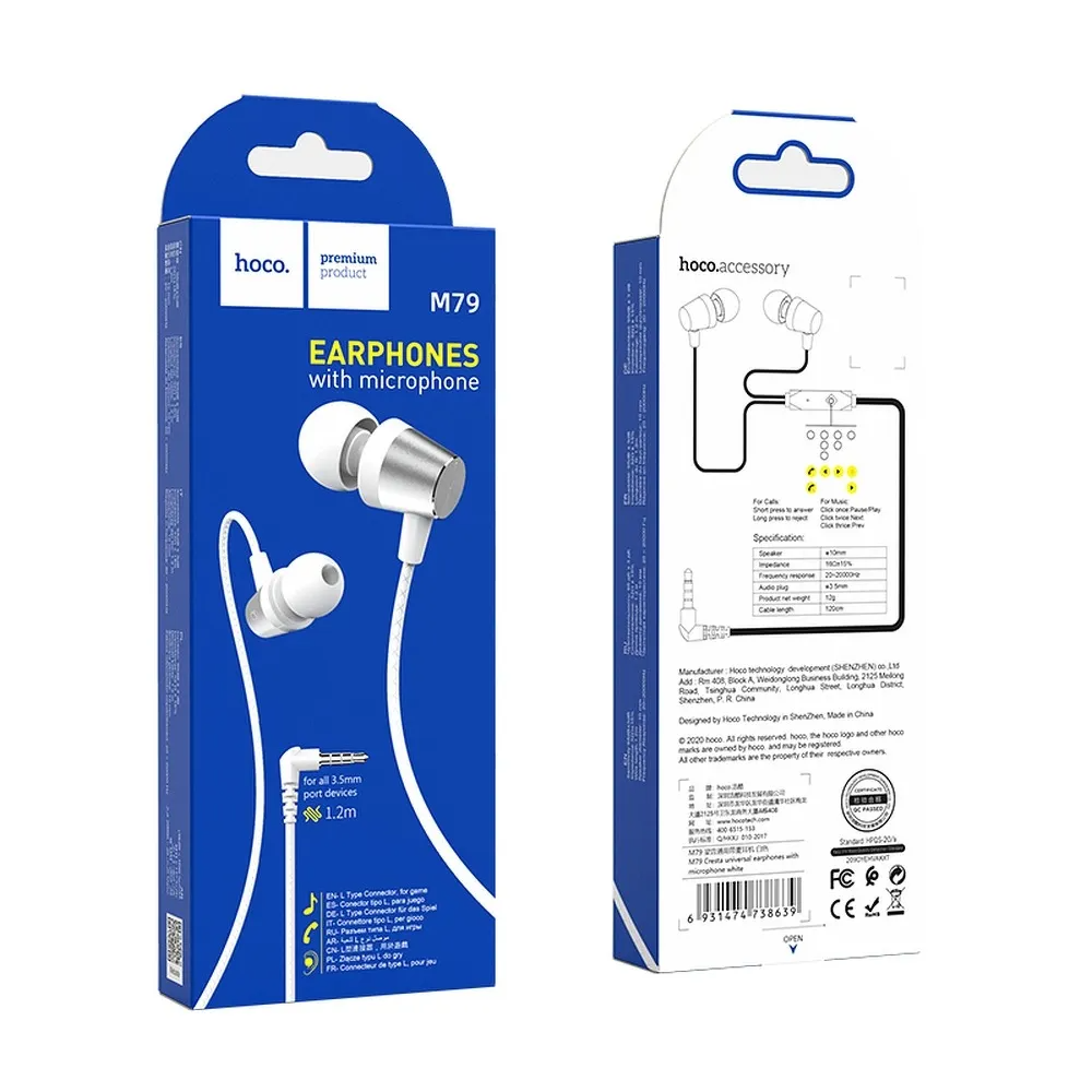 Handsfree 3.5mm HOCO M79, Weiß