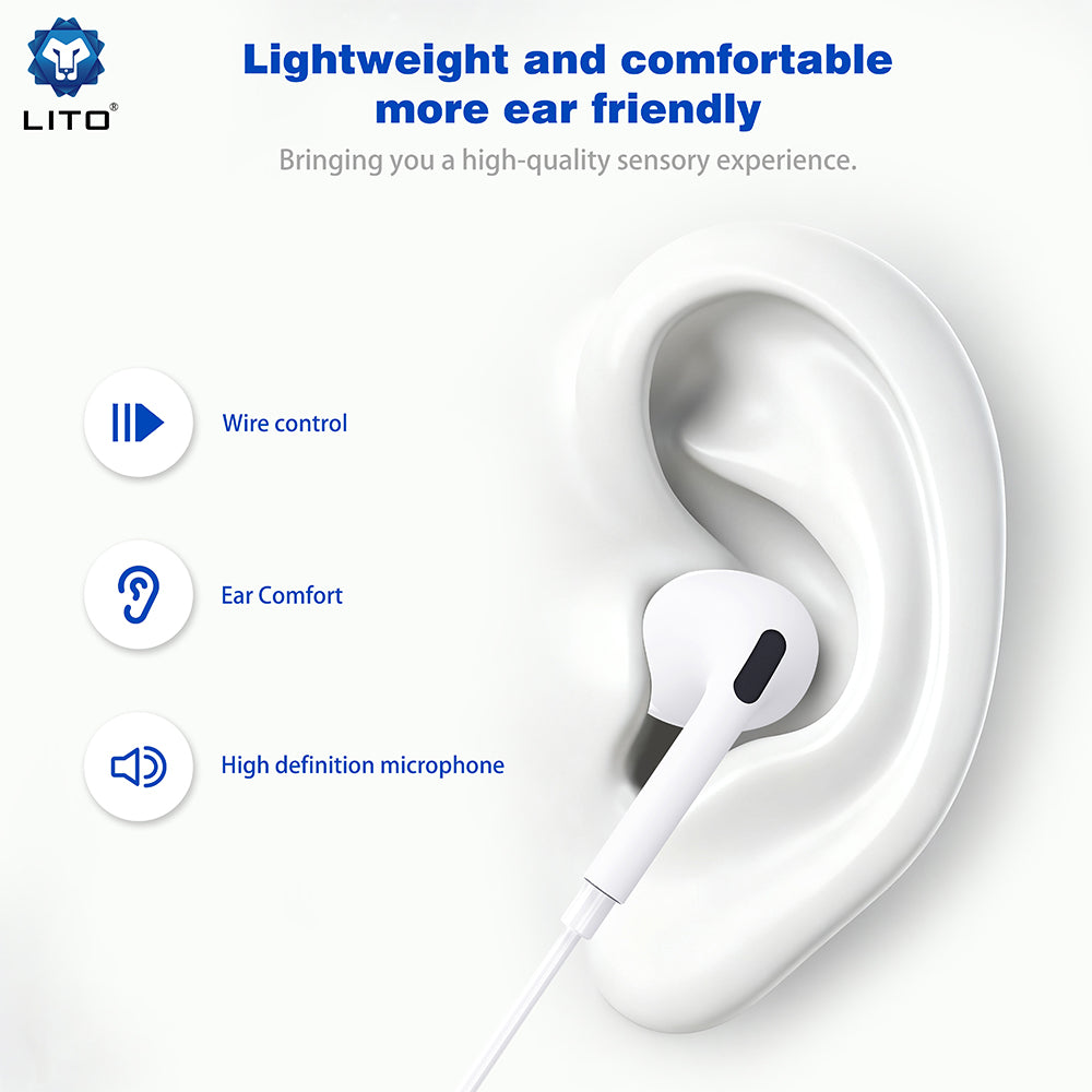 Handsfree 3.5mm / USB-C Lito LF03, Weiß