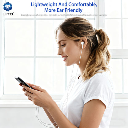 Handsfree 3.5mm / USB-C Lito LF03, Weiß