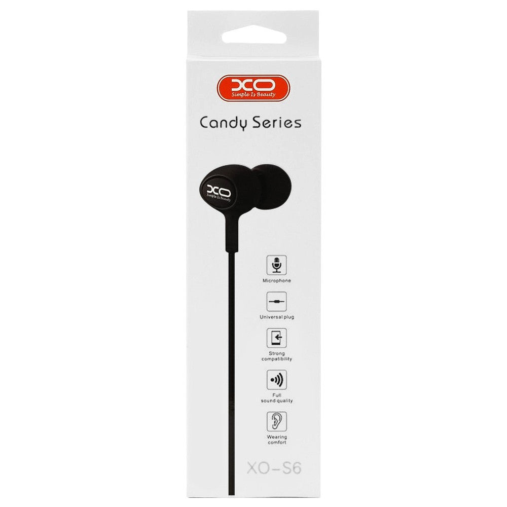 Handsfree 3.5mm XO Design S6, Schwarz