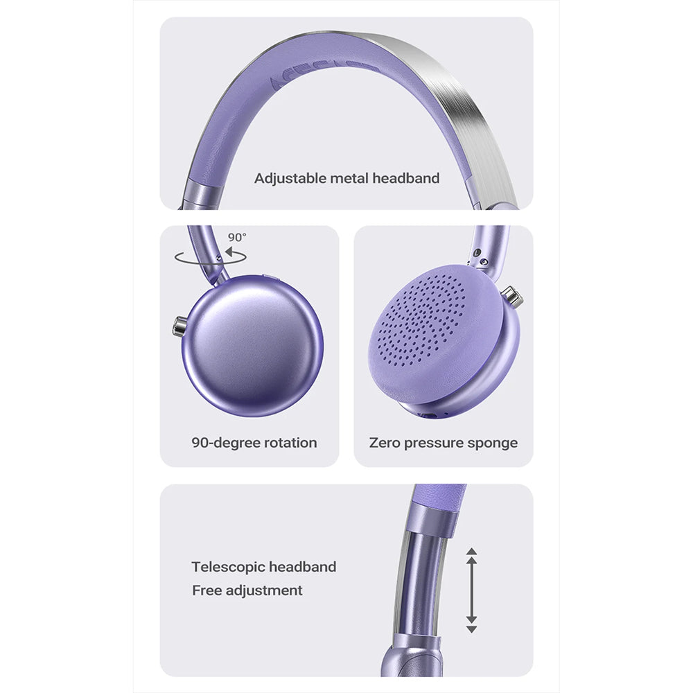 Handsfree Bluetooth Acefast H8, A2DP, ANC, Silver
