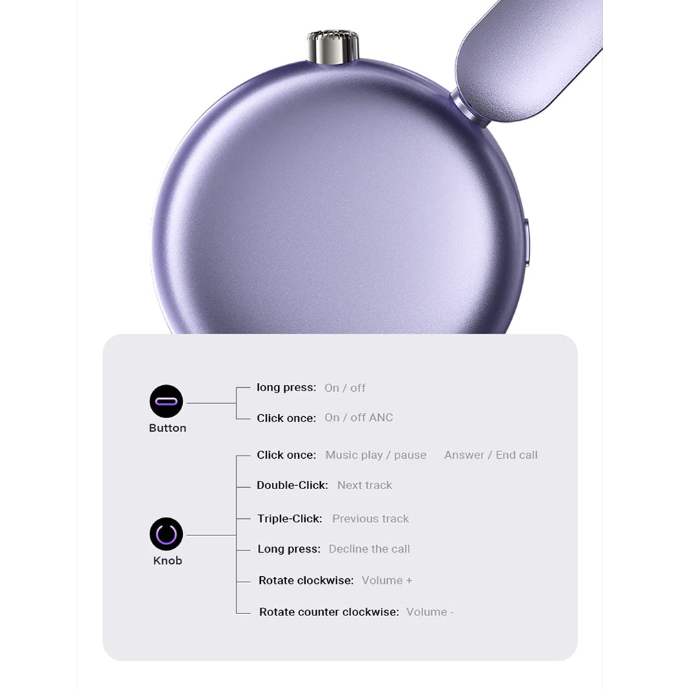 Handsfree Bluetooth Acefast H8, A2DP, ANC, Purple