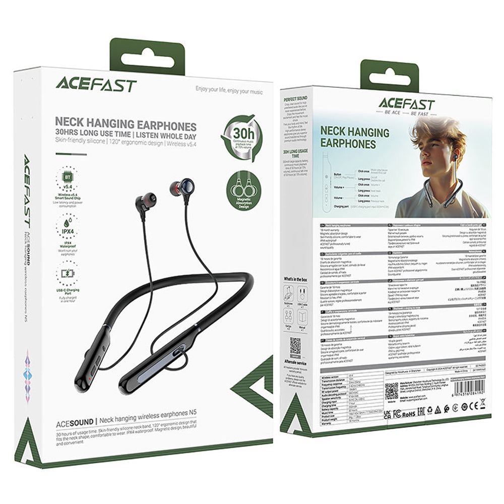 Handsfree Bluetooth Acefast N5, A2DP, Schwarz