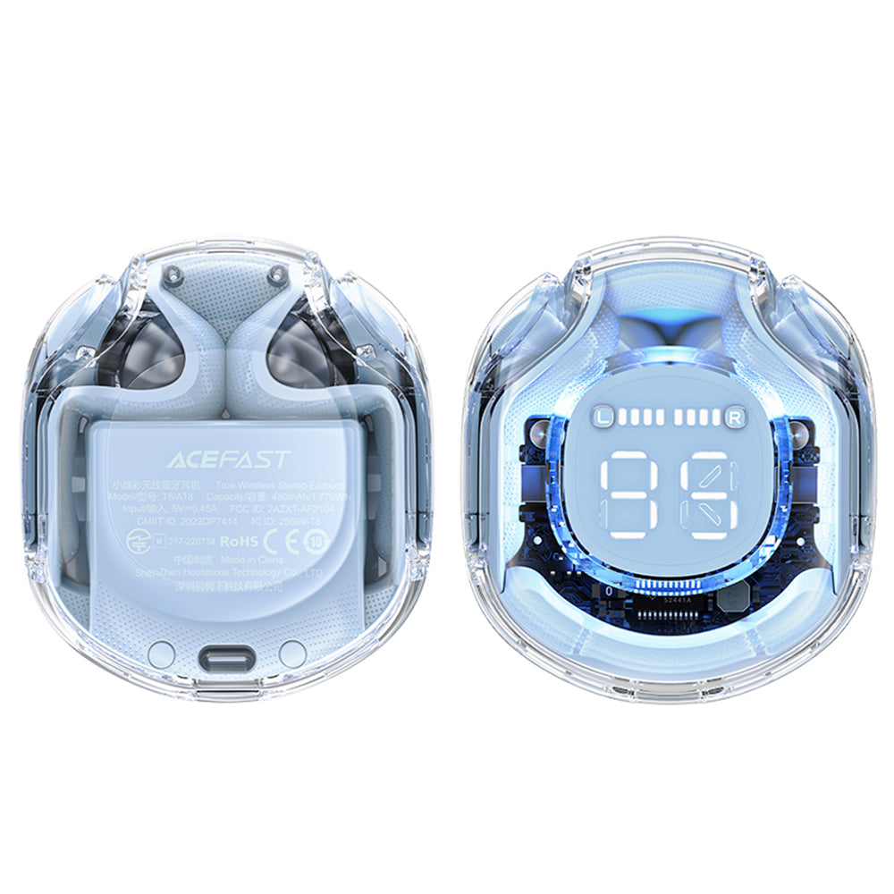 Handsfree Bluetooth Acefast T8, TWS, Blau