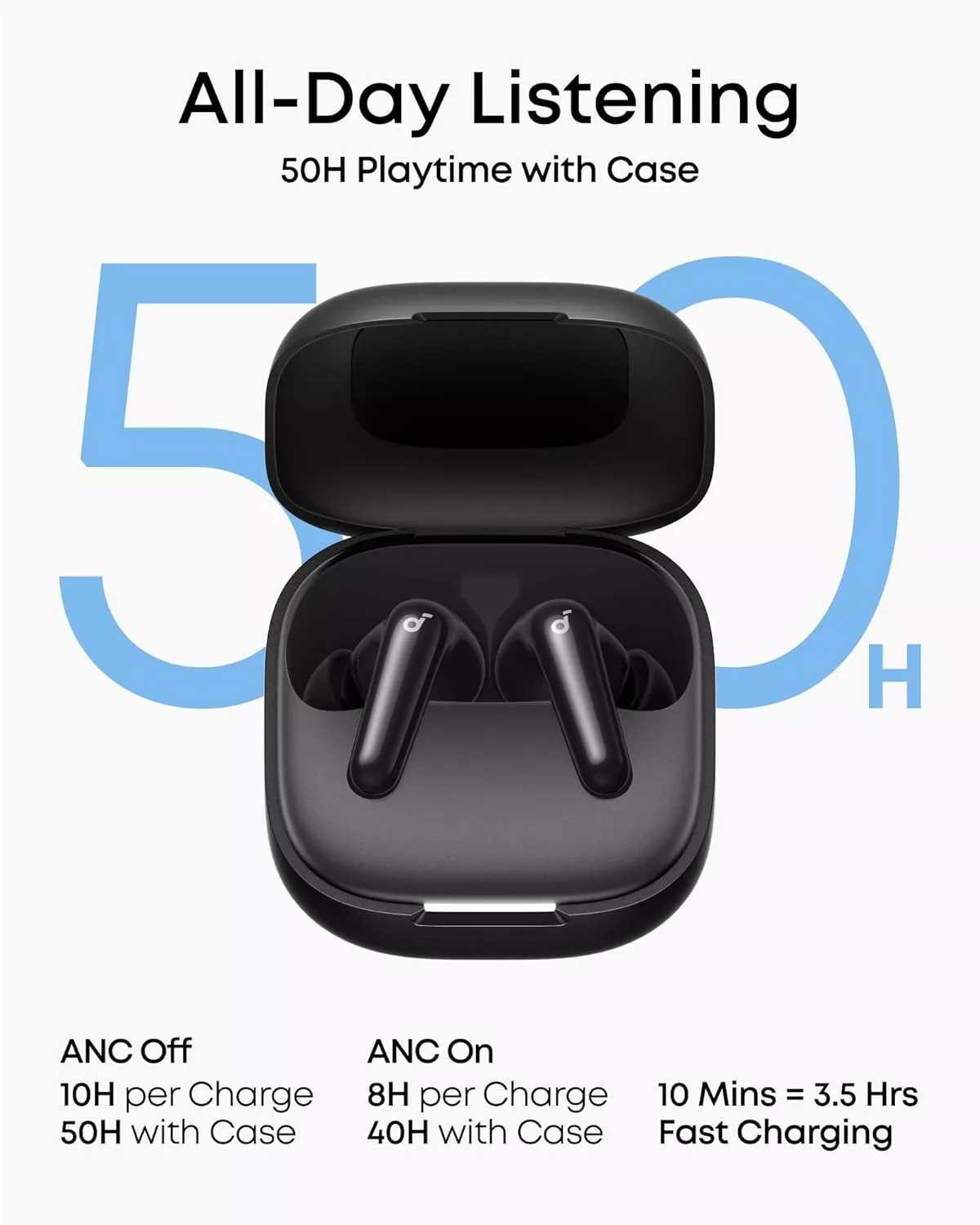 Bluetooth-Headset Anker SoundCore R60i, TWS, ANC, Schwarz D1202G11