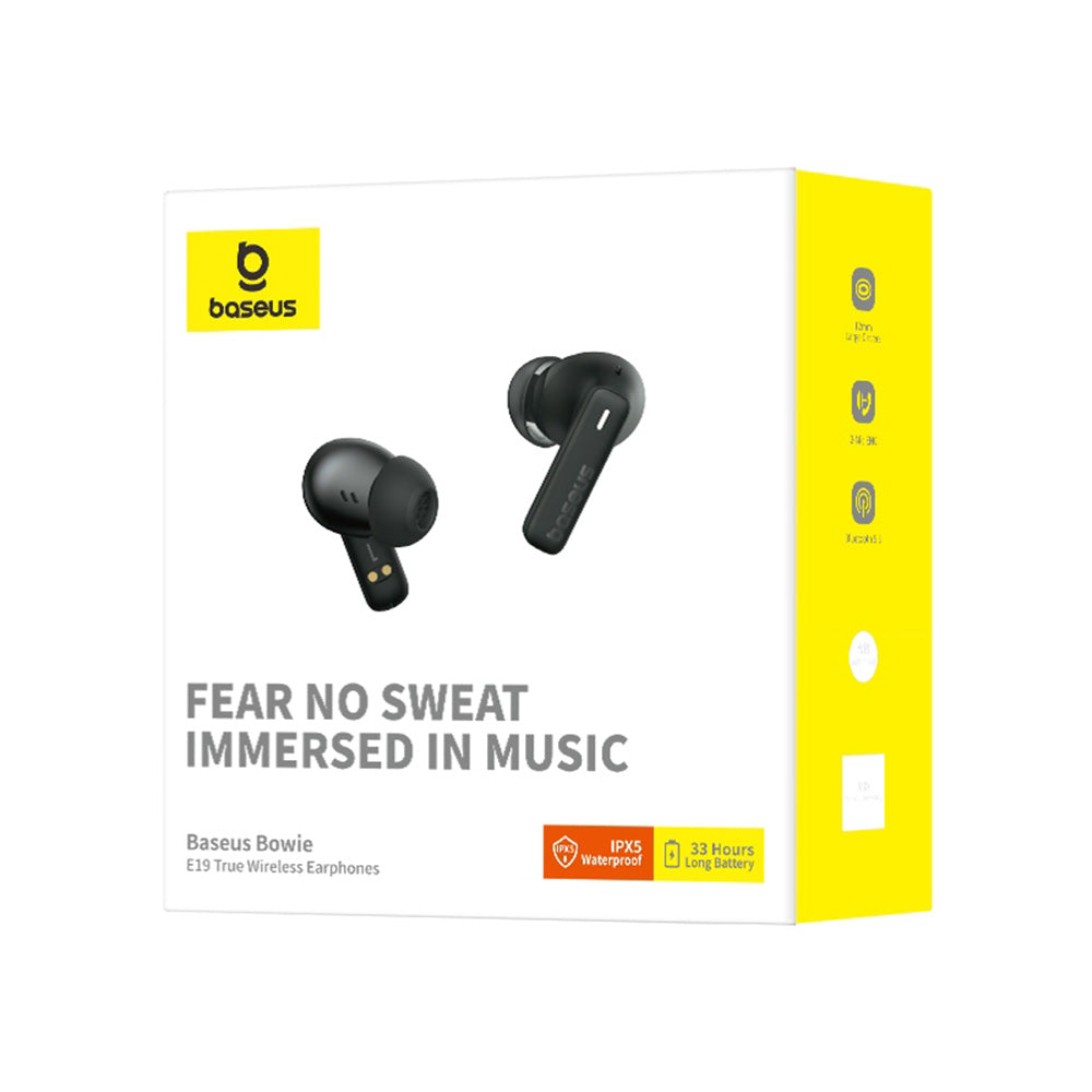 Handsfree Bluetooth Baseus Bowie E19, TWS, Schwarz A00069600113-00