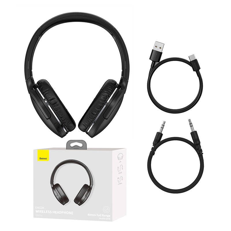 Baseus Encok D02 Pro Bluetooth Over-Ear Kopfhörer | Schwarz | 40h Akku | MultiPoint