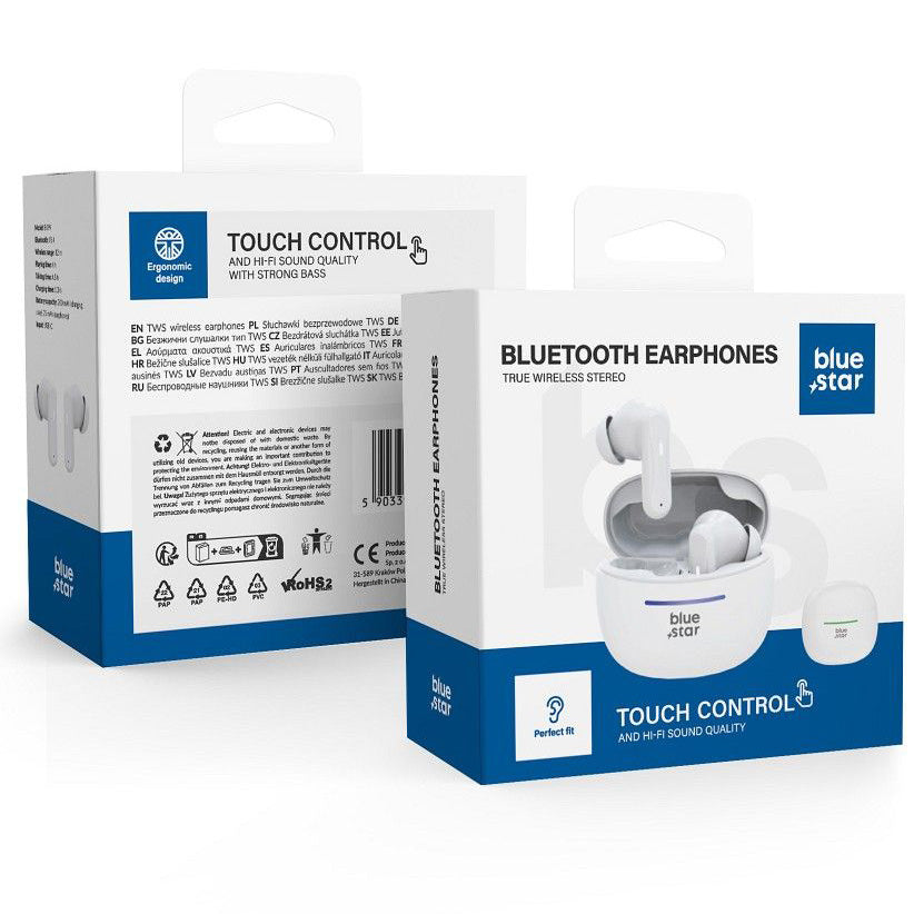 Bluetooth-Headset Blue Star BK44, TWS, Weiß