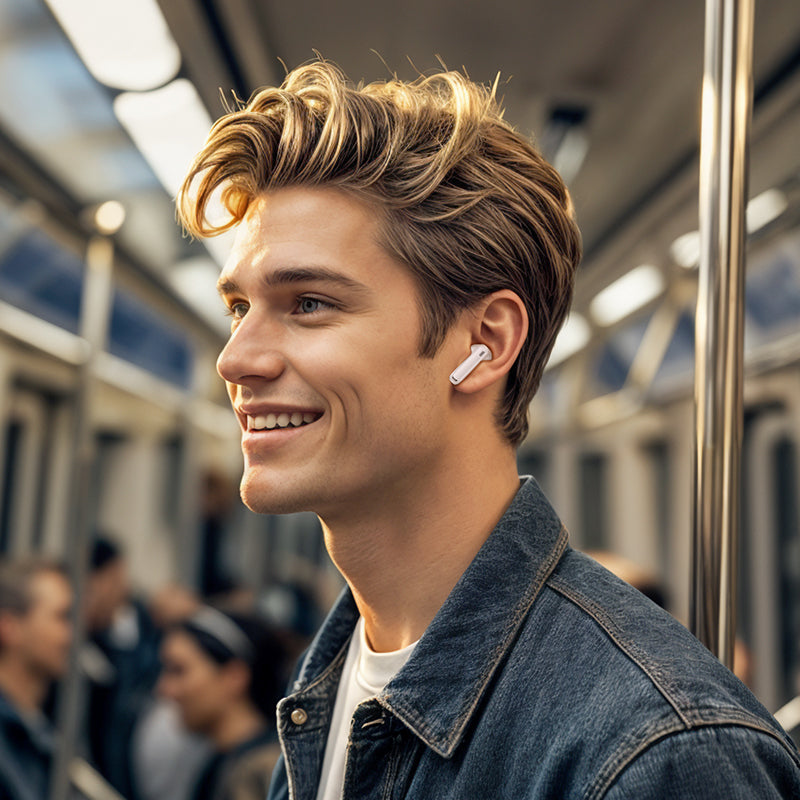 Handsfree Bluetooth Borofone FQ7 Treasure, TWS, ANC, MultiPoint, Weiß