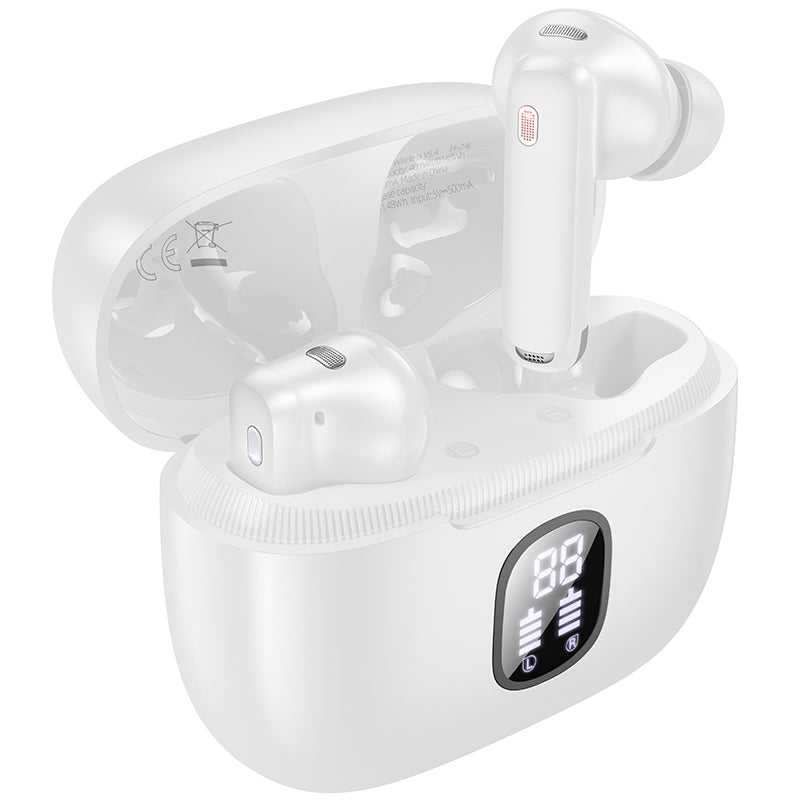 Handsfree Bluetooth Borofone FQ7 Treasure, TWS, ANC, MultiPoint, Weiß