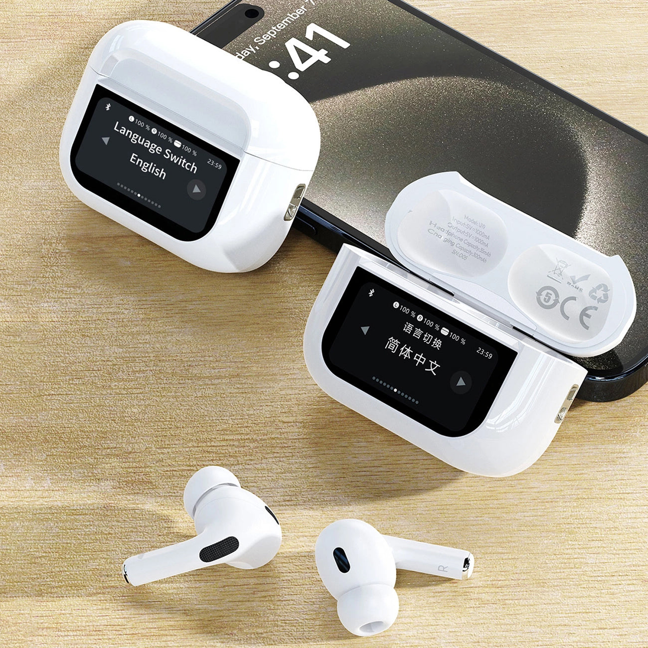 Bluetooth-Freisprecheinrichtung Dudao U19 Display, TWS, Weiß