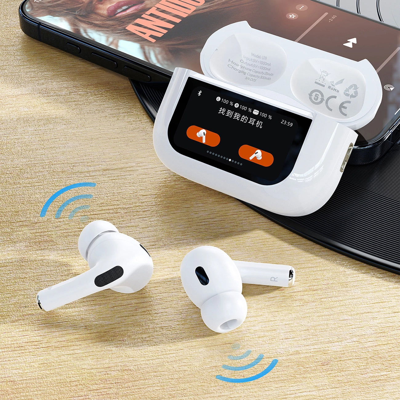 Bluetooth-Freisprecheinrichtung Dudao U19 Display, TWS, Weiß