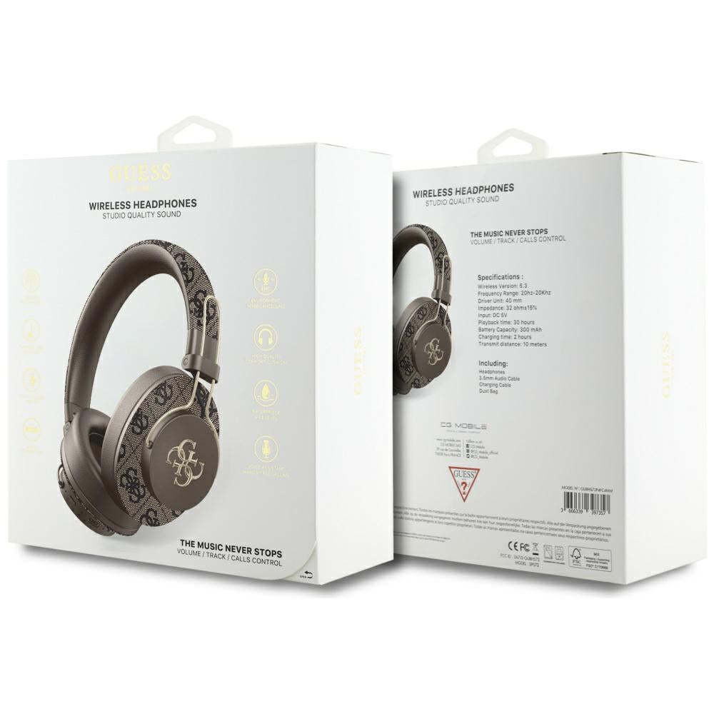Handsfree Bluetooth Guess 4G Metal Logo, A2DP, Braun