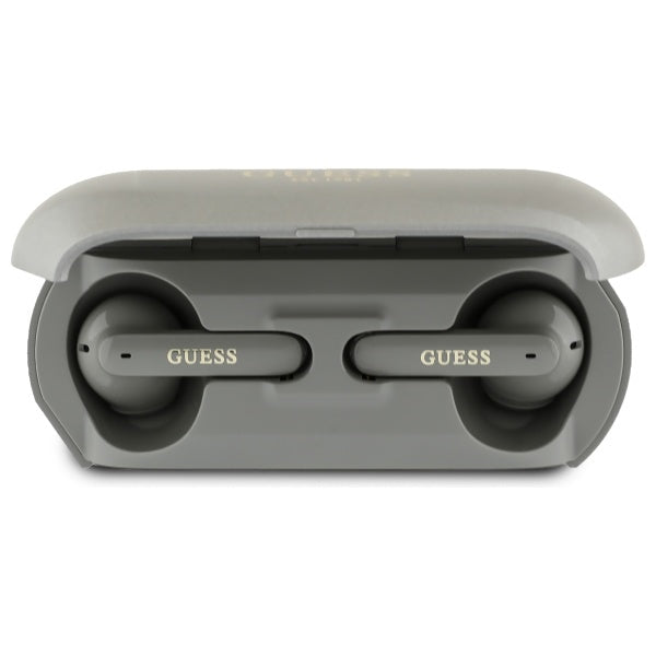 Bluetooth-Freisprecheinrichtung Guess mit verlängertem metallischem Logo-Druck, TWS, Grau