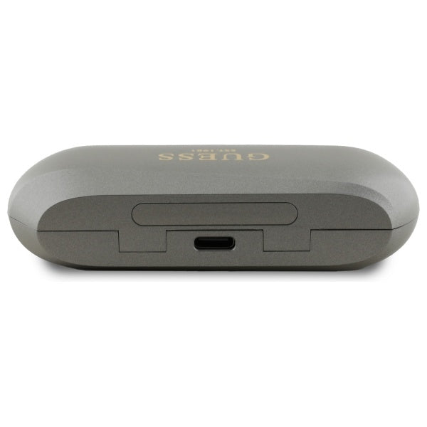 Bluetooth-Freisprecheinrichtung Guess mit verlängertem metallischem Logo-Druck, TWS, Grau