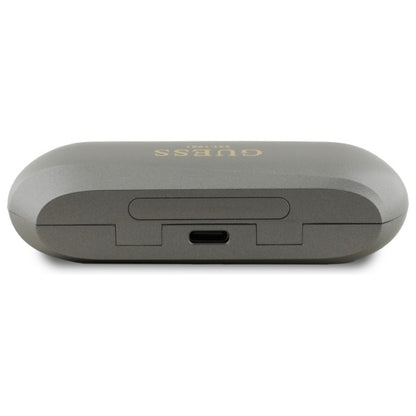 Bluetooth-Freisprecheinrichtung Guess mit verlängertem metallischem Logo-Druck, TWS, Grau