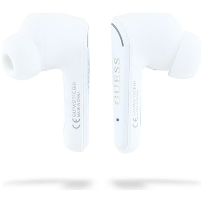Handsfree Bluetooth Guess Flat Classic Logo Electroplated, TWS, Weiß