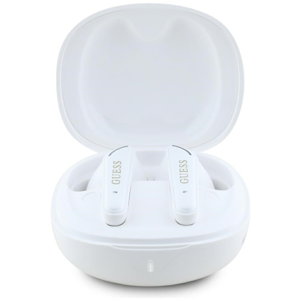 Handsfree Bluetooth Guess Flat Classic Logo Electroplated, TWS, Weiß