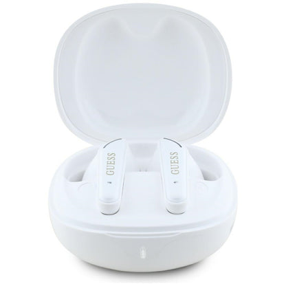 Handsfree Bluetooth Guess Flat Classic Logo Electroplated, TWS, Weiß
