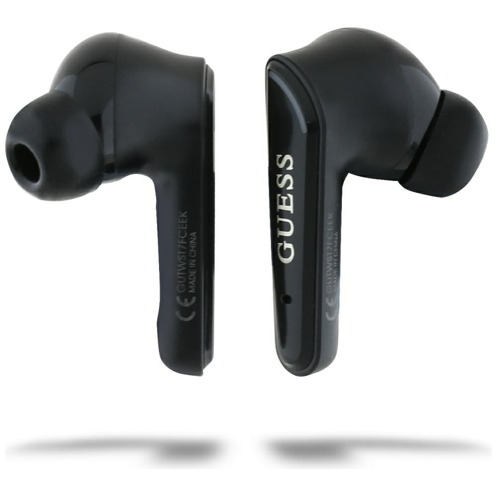 Handsfree Bluetooth Guess Flat Classic Logo Electroplated, TWS, Schwarz