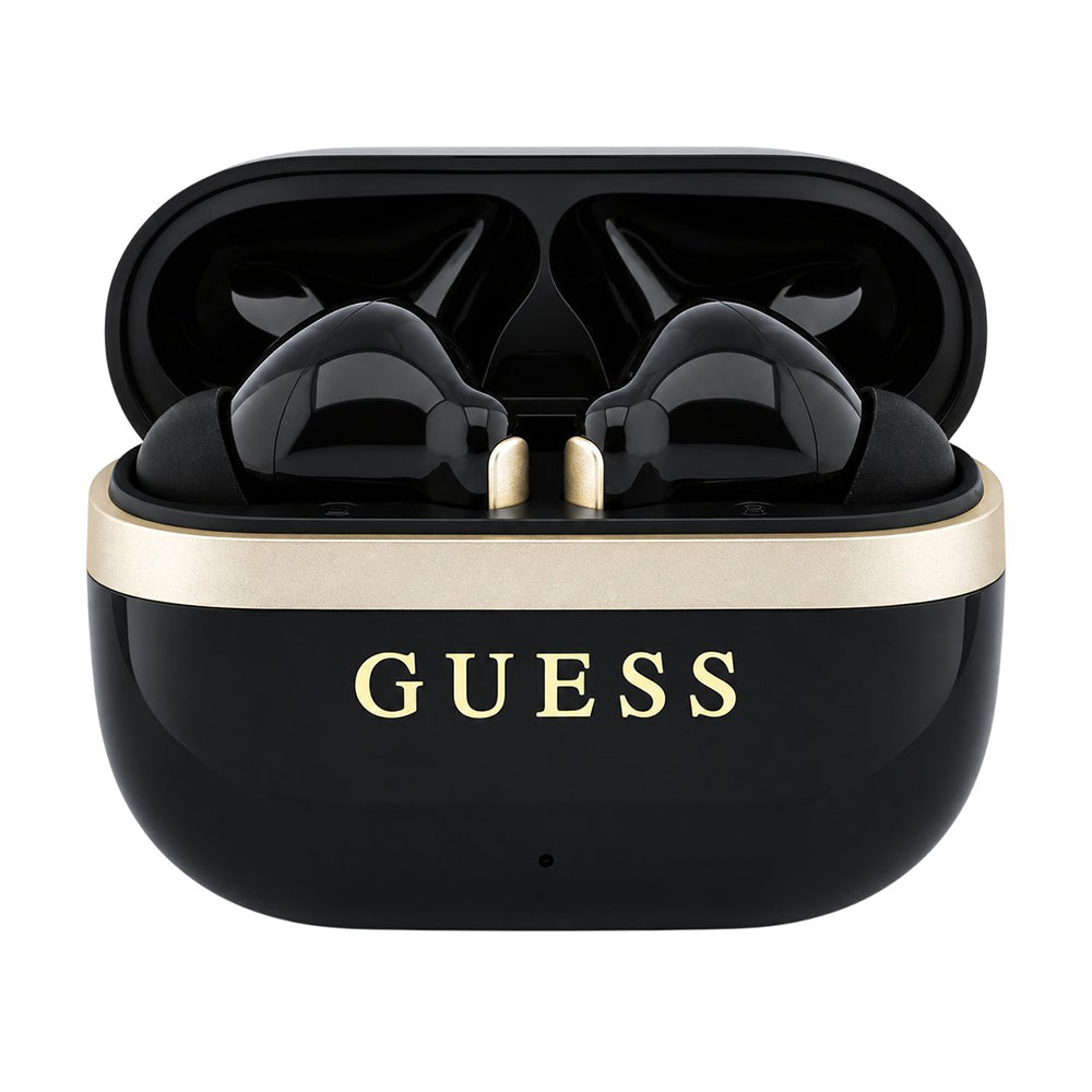 Guess Glossy Gold Line Printed Classic Logo Bluetooth-Headset, TWS, Schwarz