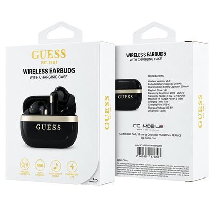 Guess Glossy Gold Line Printed Classic Logo Bluetooth-Headset, TWS, Schwarz