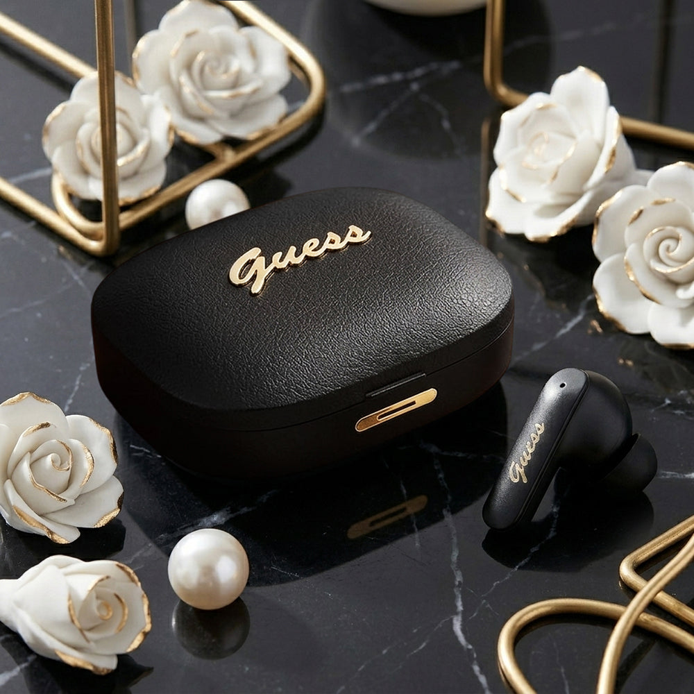 Handsfree Bluetooth Guess Script Metal Logo, TWS, Schwarz
