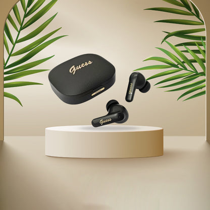 Handsfree Bluetooth Guess Script Metal Logo, TWS, Schwarz
