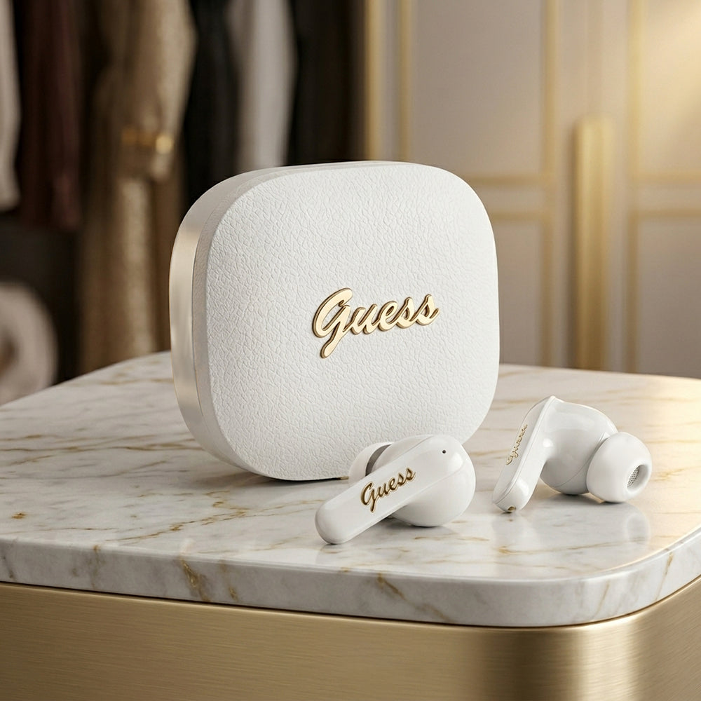 Handsfree Bluetooth Guess Script Metal Logo, TWS, Schwarz